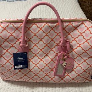 Roller Rabbit Pink and Orange Heart Travel Bag